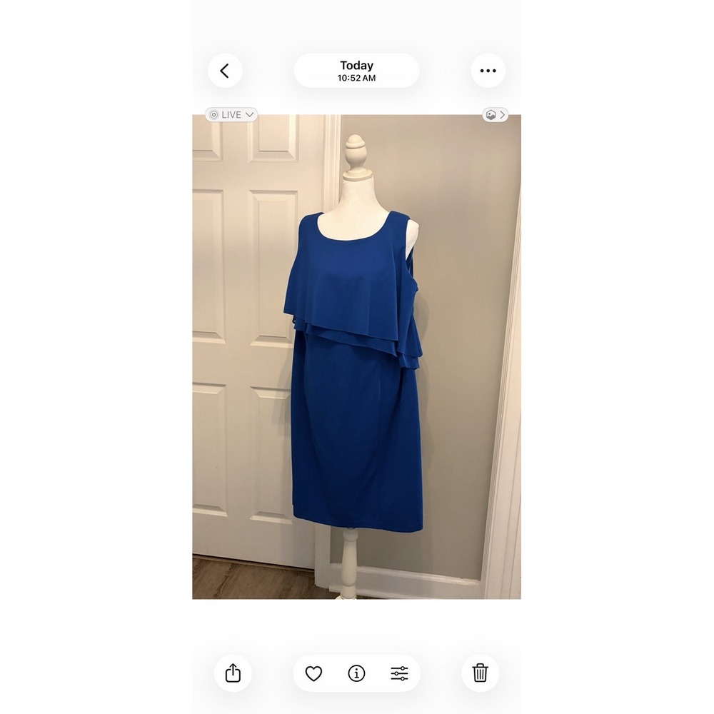 Taylor Popover Sheath Dress Asymmetrical Layered Royal Blue 18W Cocktail Wedding